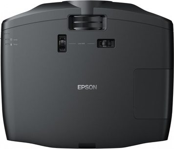 Epson EH-TW9000 sort videoprojektor, set forfra, linse, ventilationsriste, kontrolknapper, tilslutningsporte