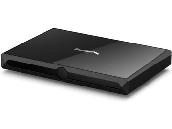 Matrix Audio X‑SABRE 3 network audio player, black, aluminum case with glossy glass top, three-quarter front view, front panel with horizontal slot and central circular button