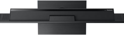 Televizor Panasonic TV-77Z93AEG s vysokým rozlišením, pohled shora, černý zadní panel s ventilační mřížkou a logem Technics