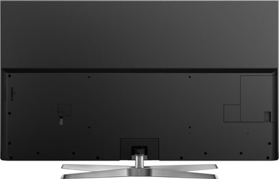 Panasonic TX-75GX942E 75 tommer fladskærms-LED-TV, frontvisning, smal sort ramme, sølvfarvet centralt fod