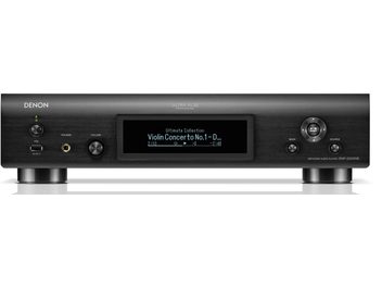 Denon DNP-2000NE tīkla audio atskaņotājs melnā krāsā, priekšējais panelis, displejs, vadības pogas, ventilācijas restes