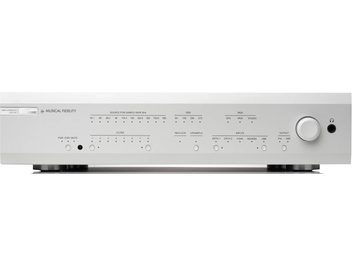 Convertisseur audio DAC Musical Fidelity M6x DAC argent avec façade rectangulaire, boutons circulaires et inscriptions noires
