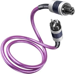 Napájecí kabel IsoTek EVO3 Ascension 5 m fialový se Schuko konektorem a IEC zásuvkou, pohled z boku