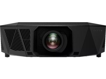 Vidéoprojecteur Epson EH-QL3000 noir, vue frontale, lentille centrale, grilles d'aération latérales, boutons à droite