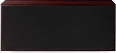 Paradigm Founder 70LCR center channel speaker in dark cherry finish, front view, horizontal rectangular shape, black grille
