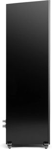 Diffusore a colonna MartinLogan Motion XT F200 nero laccato visto di lato, superficie liscia e brillante, piedini visibili in basso, connettori a sinistra