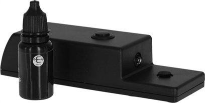 Sada pro nastavení a čištění Enova HIFI ESC 10, černá válcová lahvička s rýhovaným uzávěrem, černý obdélníkový stojan s kruhovým tlačítkem