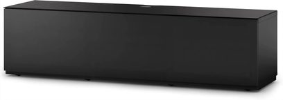 Sonorous Studio STA160T-BLK-BLK musta TV-taso, suorakaiteen muotoinen, jalaton, kuvattuna hieman ylhäältä päin valkoisella taustalla