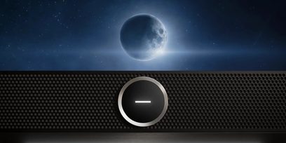 Τηλεόραση Loewe Stellar 65 DR+ μαύρη, πρόσοψη με οθόνη από άκρη σε άκρη και κεντρικό κυκλικό κουμπί
