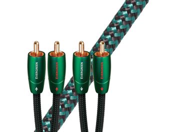 Kabel audio RCA Audioquest Evergreen, 0,6 m, złocone wtyki, ciemnozielona i czarna opleciona osłona
