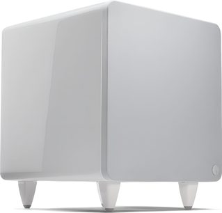 Cambridge Audio Minx X301 hvit bassreflekskabinett, forfra, kubisk form med avrundede hjørner, hvit farge