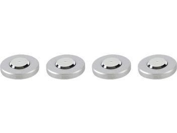 Punte per diffusori SSC Netpoint 300 argento in alluminio, vista dall'alto, 4 pezzi identici disposti a quadrato