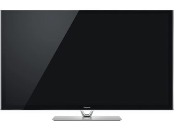 Televizor Panasonic TX-P50VT60E, černá obdélníková plochá obrazovka, pohled zepředu, umístěný na stříbrném kovovém stojanu