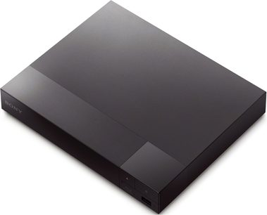 4K Blu-ray-afspiller Sony BDP-S6700, perspektivvisning, sort rektangulært kabinet, Sony-logo på venstre side