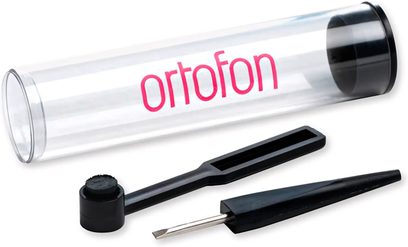 Набір для налаштування та чищення Ortofon Maintenance set hifi, прозора трубка з чорними пробками, чорна щітка, чорна викрутка