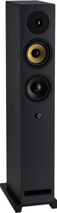 Boxă de podea Davis Acoustics Krypton 6 Technik negru, vedere din trei sferturi, 3 difuzoare circulare, port bass-reflex dreptunghiular în partea de jos