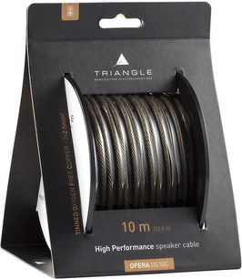 Speaker cable spool for Triangle OPERA OS10C, 10 m, black packaging with gold text, front view