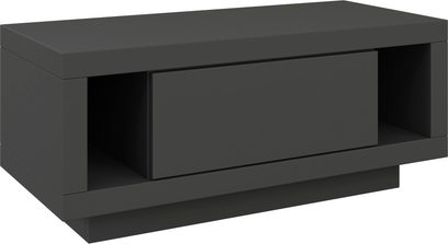 Lavt, rektangulært sort mat TV-møbel VARIC L fra Schnepel, 1 åben niche og 1 klap, enkel og moderne stil