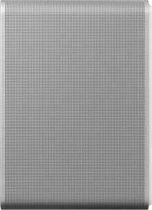 Chytrý reproduktor Samsung HW-LS71H ve světle šedé barvě s perforovanou mřížkou, pohled zepředu na výšku
