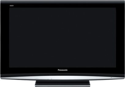 Panasonic TX-37LXD86 fladskærms-tv set forfra, sort skærm, blank sort ramme