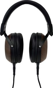 Open bedrade hifi-koptelefoon Fostex TH616 met zwarte gewatteerde hoofdband, houten oorschelpen en zwarte oorkussens, vooraanzicht