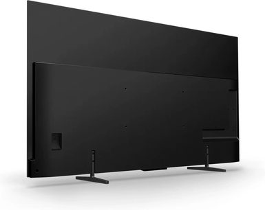 Televisore Sony BRAVIA 6 K65A60 nero, vista posteriore con doppio piedistallo laterale e predisposizione per montaggio a parete