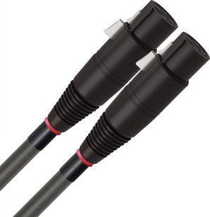 Analogt XLR-lydkabel Equinox 10 XLR 1m, sorte cylindriske stik, sølvfarvede metalender, røde og sorte ringe