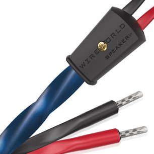 Cavo per diffusori o altoparlanti Wireworld Oasis 10 (2x3m), guaina intrecciata blu opaco, connettori argentati, conduttori rosso e nero