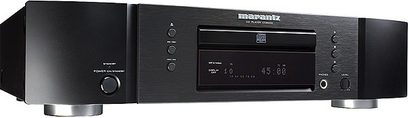Lettore CD Marantz CD5003 nero, vista frontale, display digitale blu, pulsanti e comandi sul pannello frontale