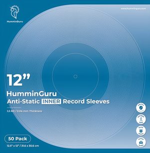 HumminGuru antistatische Innenhüllen 12 Zoll für Vinyl, 50er-Pack, durchscheinende blaue Hülle