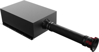 Klipsch PRO-800SW juodas stačiakampis žemų dažnių garsiakalbis, apvalus garsiakalbis, bass-reflex anga, kompaktiškas, montuojamas, raudonas laidas