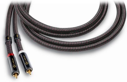 Analog RCA-lydkabel Clarus Crimson RCA 2m med sort og rød flettet kappe, forgyldte stik, røde og hvide ender