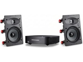 Système audio encastrable VSSL avec deux enceintes murales Focal noires à haut-parleur et tweeter