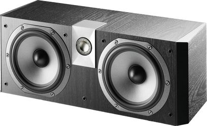 Focal Chorus CC 700 V sort centerkanal, frontvisning, 2 runde højttalere i et rektangulært, mørkt træhus