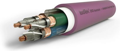 Napájecí kabel IsoTek EVO3 Ascension fialový s kovovými konektory a průhledným opletem odhalujícím vnitřní vodiče