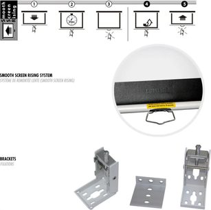 Lumene Capitol HD 280C manuelt projektionslærred, metalbeslag, installationsvejledning i 5 trin