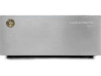Отделно захранване за HI-FI електроника Gold Note PSU-10 сребрист, правоъгълен корпус от четкан алуминий, златно лого