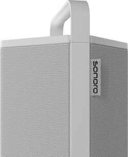 Draagbare Bluetooth-luidspreker Sonoro Vibes L wit met geïntegreerd handvat en fijnmazig frontrooster
