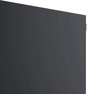 Televizor Loewe We. SEE 55 OLED dc negru cu ecran plat cu ramă subțire, vedere din față din trei sferturi
