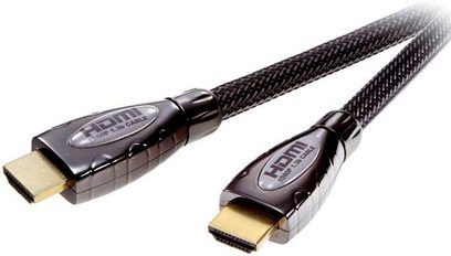 Vivanco 22338 HDMI-kabel High Speed 1,5 m, guldbelagte stik, sort flettet kappe, set oppefra over hele længden