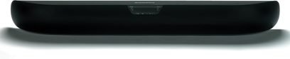 Sort Bowers & Wilkins Panorama soundbar set forfra, perforeret metalgitter i hele bredden