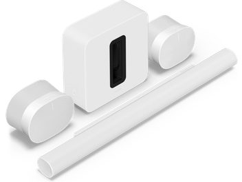 ARC Ultra soundbar, Sub Gen4, Era 300 matte white, top view, rectangular shape, rounded corners, smooth surface