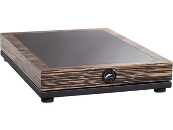 Hi-Fi-Dämpfer Franc Audio Accessories Wood Block FAT Platform CARBON rechteckig, Zebrano-Holz und schwarze Platte