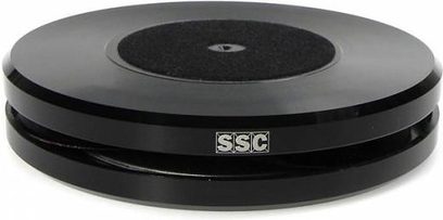 Schwarze runde SSC Bigpoint Gegenspitze, eloxiertes Aluminium, weißes Logo, schlicht und elegant