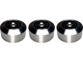 Set van 3 zilverkleurige Franc Audio Accessories Ceramic Disc Hybrid anti-vibratiedempers met zwart geperforeerd middenblad