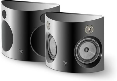 Dva černé reproduktory Focal Electra SR1000 S válcovitého tvaru s viditelnými reproduktory po stranách