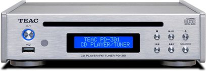 TEAC PD-301DAB-X CD-afspiller sølv, børstet metalfront, blå LCD-skærm, runde knapper, USB-port, CD-sprække
