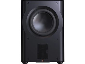 Caixa de graves Perlisten R210s, vista frontal, alto-falante circular central, membrana texturizada, grade retangular inferior