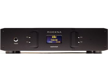 ROCKNA Wavedream DAC-Audiowandler in Schwarz, Vorderansicht mit zentralem Display und seitlichen Bedienelementen