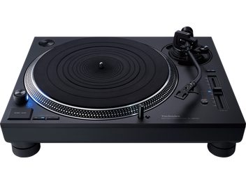 Hi-Fi-Plattenspieler Technics SL-1210GR2EK schwarz, runder Plattenteller, Tonarm, seitliche Bedienelemente